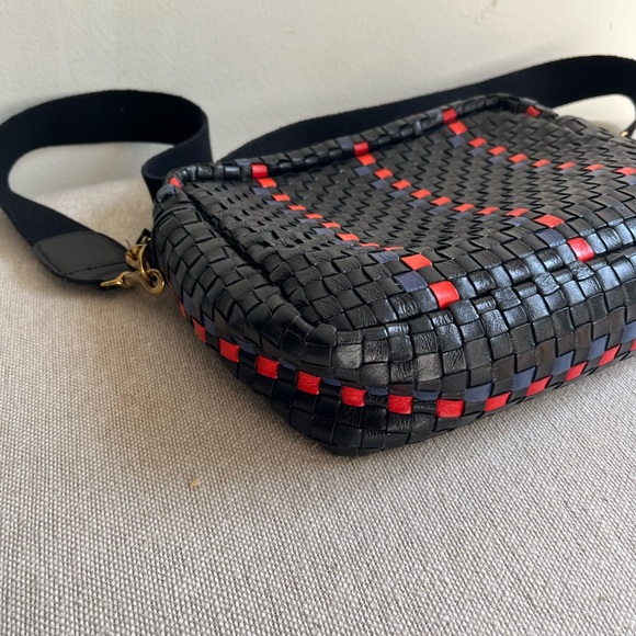CLARE V Woven Leather Striped Marisol Crossbody Bag - Picture 6 of 11